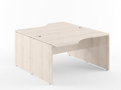 L SHAPE CLUSTER OF 02 WORKSTATION, MADE IN E1 LAMINATE CHIPBOPARD, WITH WOODEN MODESTY PANEL AND LEGS by Treejar | Souqify