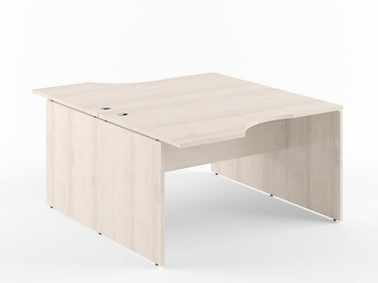 L SHAPE CLUSTER OF 02 WORKSTATION, MADE IN E1 LAMINATE CHIPBOPARD, WITH WOODEN MODESTY PANEL AND LEGS by Treejar | Souqify