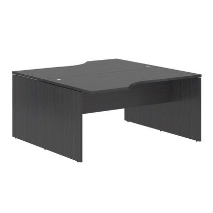 L SHAPE CLUSTER OF 02 WORKSTATION, MADE IN E1 LAMINATE CHIPBOPARD, WITH WOODEN MODESTY PANEL AND LEGS by Treejar | Souqify