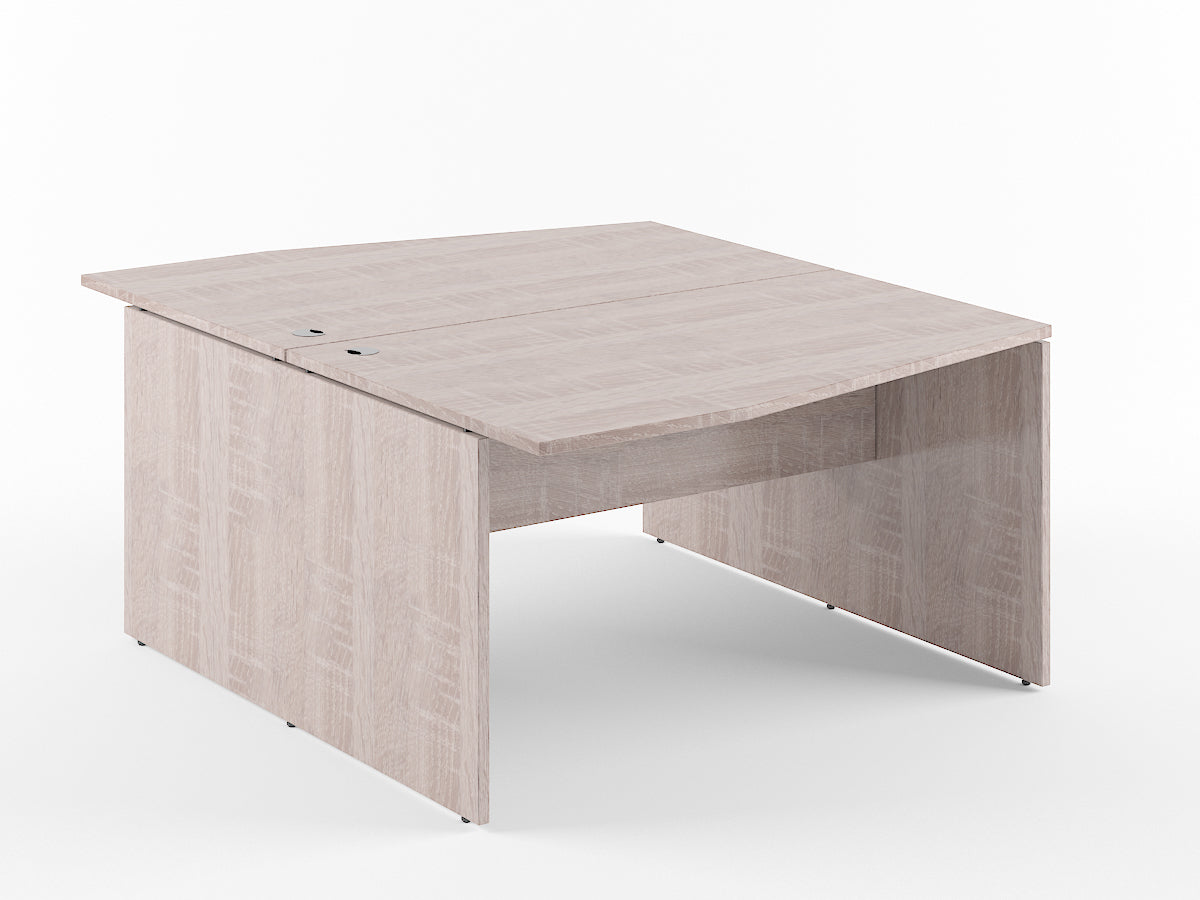 L SHAPE CLUSTER OF 02 WORKSTATION, MADE IN E1 LAMINATE CHIPBOPARD, WITH WOODEN MODESTY PANEL AND LEGS by Treejar | Souqify