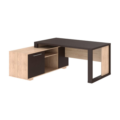 L SHAPE HIGH EXECUTIVE DESK, MADE IN E1 LAMINATE CHIPBOARD WITH 38MM TOP, WITH FULL WOODEN MODESTY PANEL AND LEGS, INCLUDING WITH SIDE DESK, WITH OPEN DOOR AND DRAWERS by Treejar | Souqify