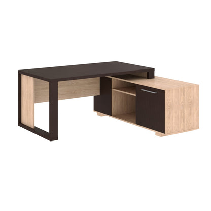 L SHAPE HIGH EXECUTIVE DESK, MADE IN E1 LAMINATE CHIPBOARD WITH 38MM TOP, WITH FULL WOODEN MODESTY PANEL AND LEGS, INCLUDING WITH SIDE DESK, WITH OPEN DOOR AND DRAWERS by Treejar | Souqify