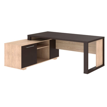 L SHAPE HIGH EXECUTIVE DESK, MADE IN E1 LAMINATE CHIPBOARD WITH 38MM TOP, WITH FULL WOODEN MODESTY PANEL AND LEGS, INCLUDING WITH SIDE DESK, WITH OPEN DOOR AND DRAWERS by Treejar | Souqify