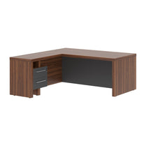 L SHAPE HIGH EXECUTIVE DESK, MADE IN E1 LAMINATE CHIPBOARD, WITH FULL WOODEN MODESTY PANEL AND LEGS, INCLUDING WITH SIDE DESK, WITH ATTACHED DRAWERS by Treejar | Souqify