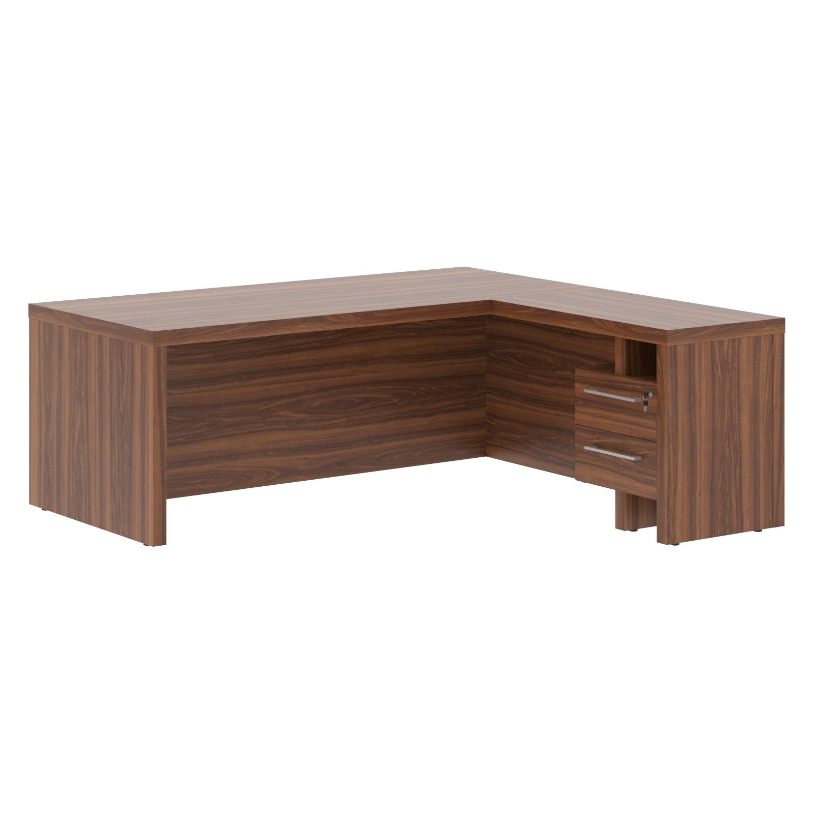L SHAPE HIGH EXECUTIVE DESK, MADE IN E1 LAMINATE CHIPBOARD, WITH FULL WOODEN MODESTY PANEL AND LEGS, INCLUDING WITH SIDE DESK, WITH ATTACHED DRAWERS by Treejar | Souqify