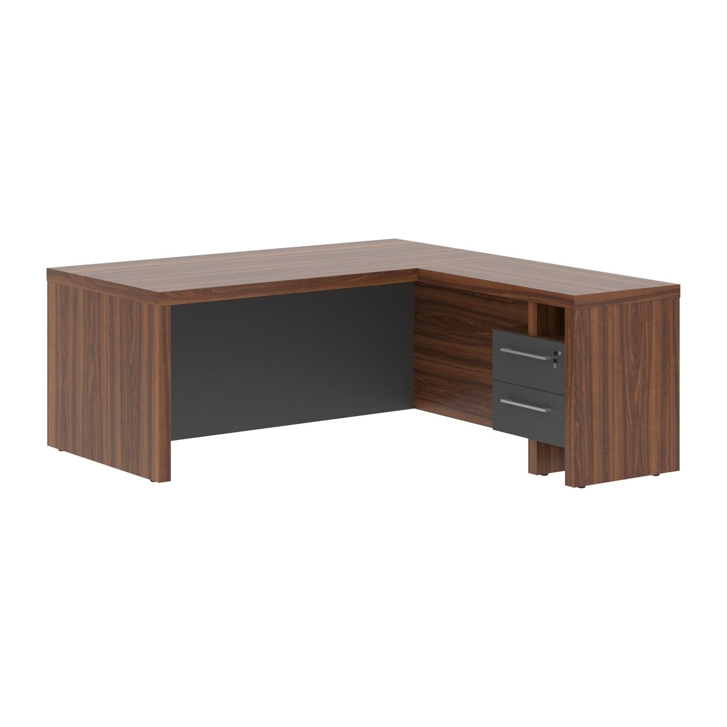 L SHAPE HIGH EXECUTIVE DESK, MADE IN E1 LAMINATE CHIPBOARD, WITH FULL WOODEN MODESTY PANEL AND LEGS, INCLUDING WITH SIDE DESK, WITH ATTACHED DRAWERS by Treejar | Souqify