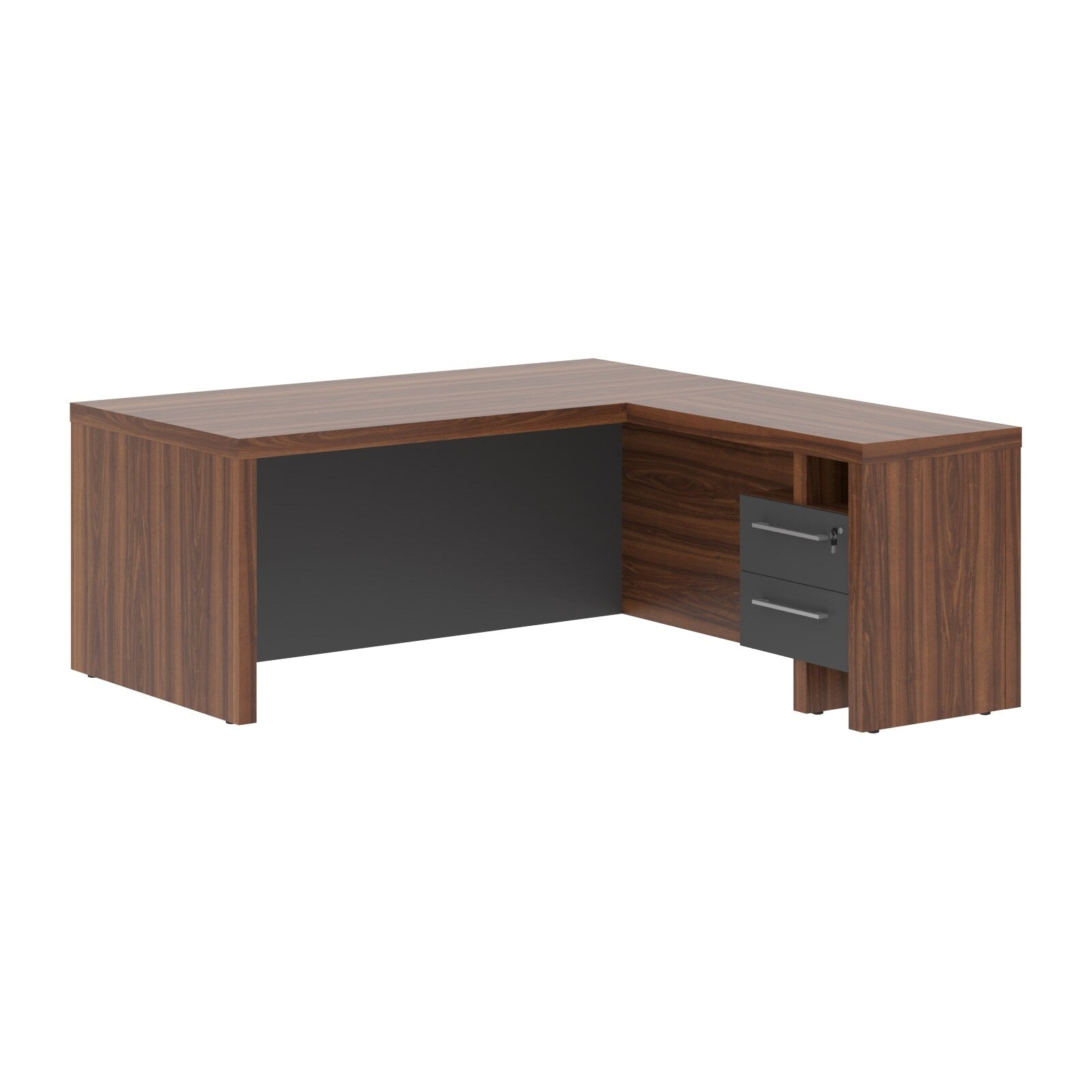 L SHAPE HIGH EXECUTIVE DESK, MADE IN E1 LAMINATE CHIPBOARD, WITH FULL WOODEN MODESTY PANEL AND LEGS, INCLUDING WITH SIDE DESK, WITH ATTACHED DRAWERS by Treejar | Souqify