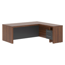 L SHAPE HIGH EXECUTIVE DESK, MADE IN E1 LAMINATE CHIPBOARD, WITH FULL WOODEN MODESTY PANEL AND LEGS, INCLUDING WITH SIDE DESK, WITH ATTACHED DRAWERS by Treejar | Souqify