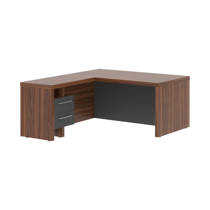L SHAPE HIGH EXECUTIVE DESK, MADE IN E1 LAMINATE CHIPBOARD, WITH FULL WOODEN MODESTY PANEL AND LEGS, INCLUDING WITH SIDE DESK, WITH ATTACHED DRAWERS by Treejar | Souqify