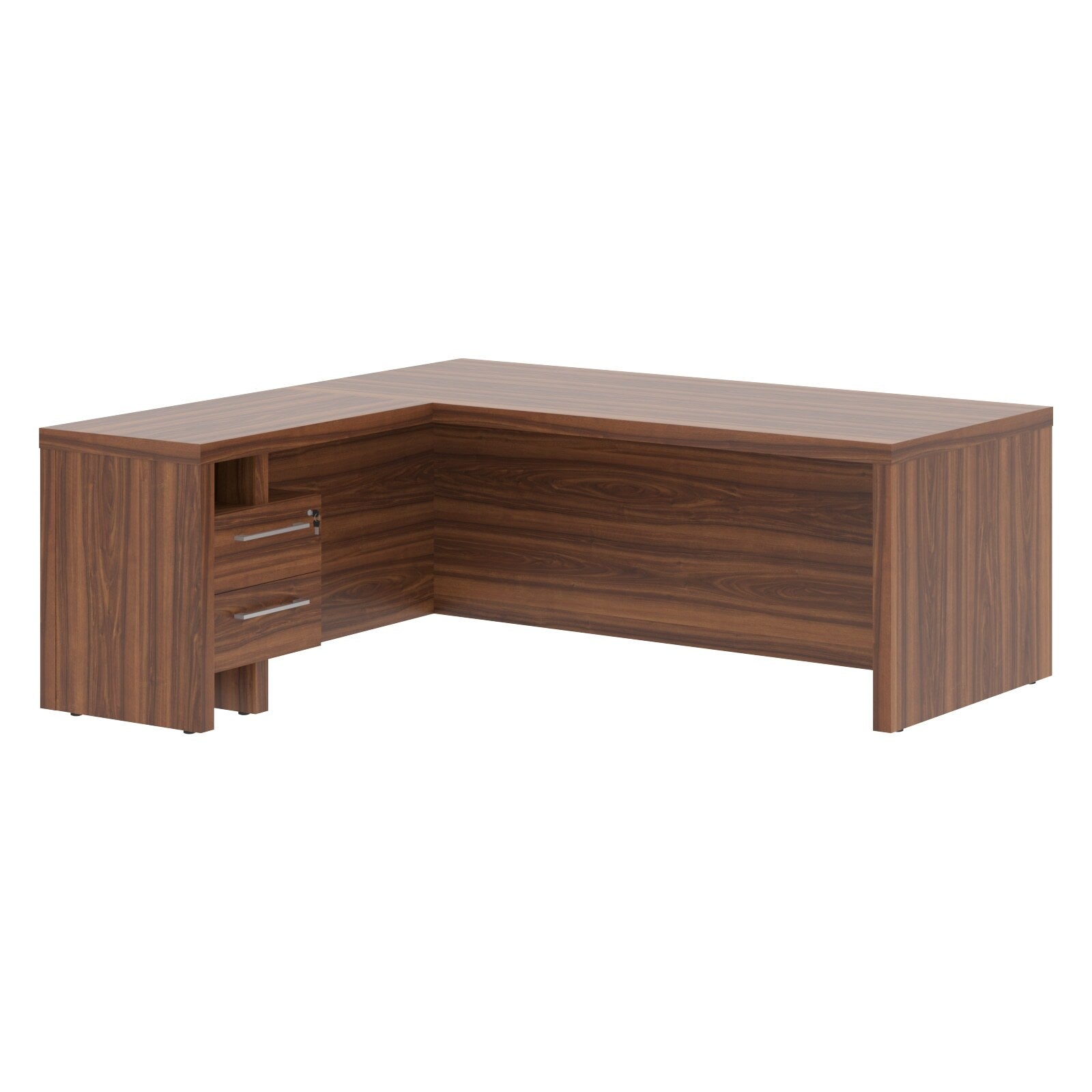 L SHAPE HIGH EXECUTIVE DESK, MADE IN E1 LAMINATE CHIPBOARD, WITH FULL WOODEN MODESTY PANEL AND LEGS, INCLUDING WITH SIDE DESK, WITH ATTACHED DRAWERS by Treejar | Souqify