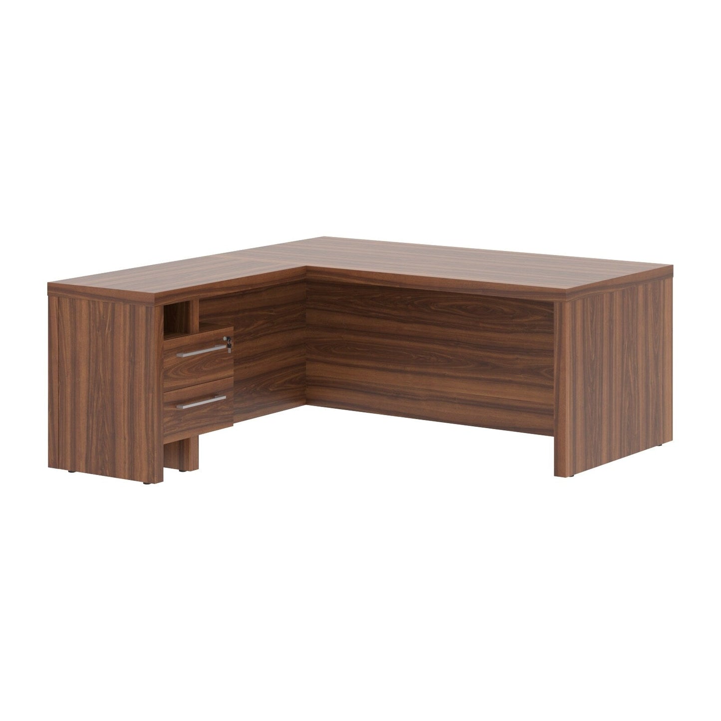 L SHAPE HIGH EXECUTIVE DESK, MADE IN E1 LAMINATE CHIPBOARD, WITH FULL WOODEN MODESTY PANEL AND LEGS, INCLUDING WITH SIDE DESK, WITH ATTACHED DRAWERS by Treejar | Souqify