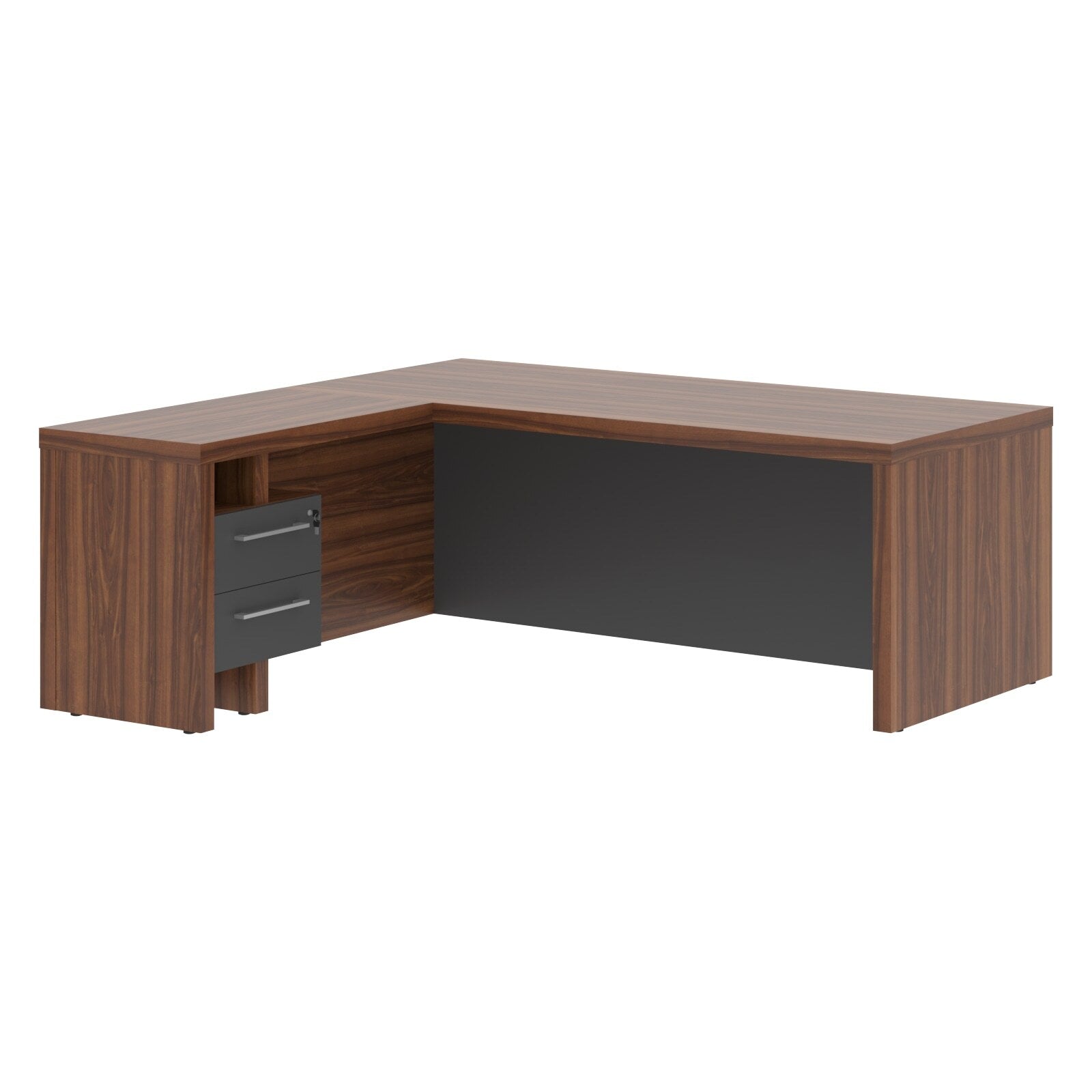L SHAPE HIGH EXECUTIVE DESK, MADE IN E1 LAMINATE CHIPBOARD, WITH FULL WOODEN MODESTY PANEL AND LEGS, INCLUDING WITH SIDE DESK, WITH ATTACHED DRAWERS by Treejar | Souqify