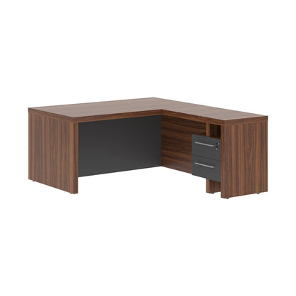 L SHAPE HIGH EXECUTIVE DESK, MADE IN E1 LAMINATE CHIPBOARD, WITH FULL WOODEN MODESTY PANEL AND LEGS, INCLUDING WITH SIDE DESK, WITH ATTACHED DRAWERS by Treejar | Souqify