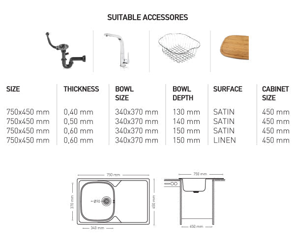 L005 LAY ON SERIES SINGLE BOWL KITCHEN SINK by Maykromluks | Souqify