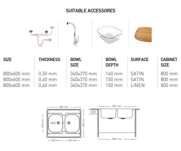 L010 LAY ON SERIES DOUBLE BOWLS KITCHEN SINK by Maykromluks | Souqify