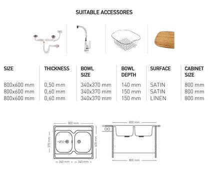 L010 LAY ON SERIES DOUBLE BOWLS KITCHEN SINK by Maykromluks | Souqify
