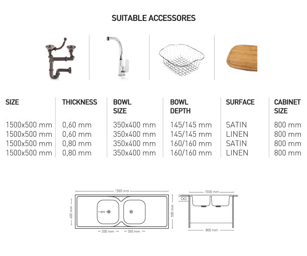 L021 LAY ON SERIES DOUBLE BOWLS KITCHEN SINK by Maykromluks | Souqify