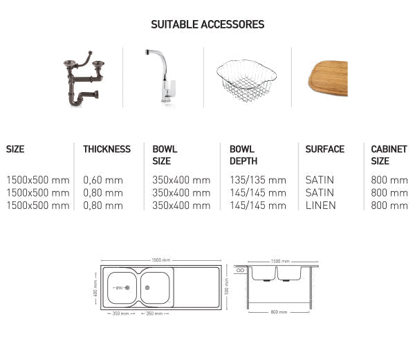 L022 LAY ON SERIES DOUBLE BOWLS KITCHEN SINK by Maykromluks | Souqify