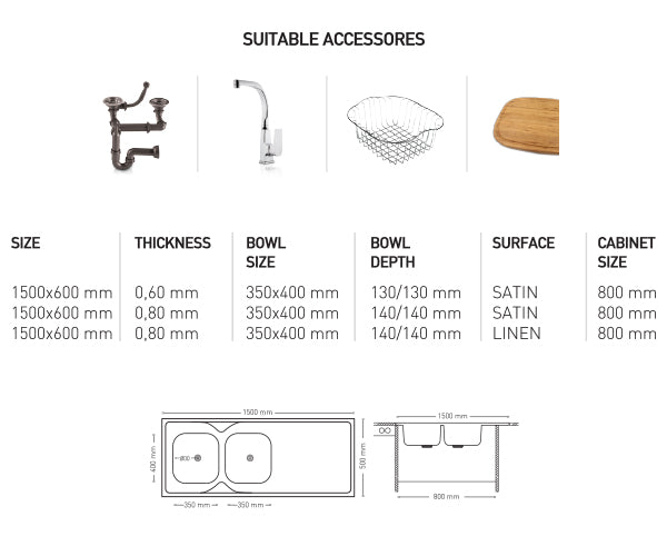 L023 LAY ON SERIES DOUBLE BOWLS KITCHEN SINK by Maykromluks | Souqify
