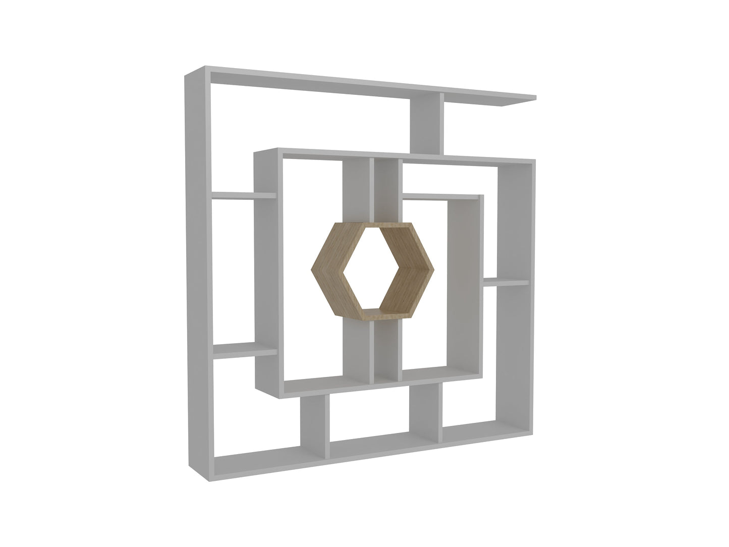 Labrina Bookcase-White&SAPPHIRE OAK by DECOROTIKA | Souqify