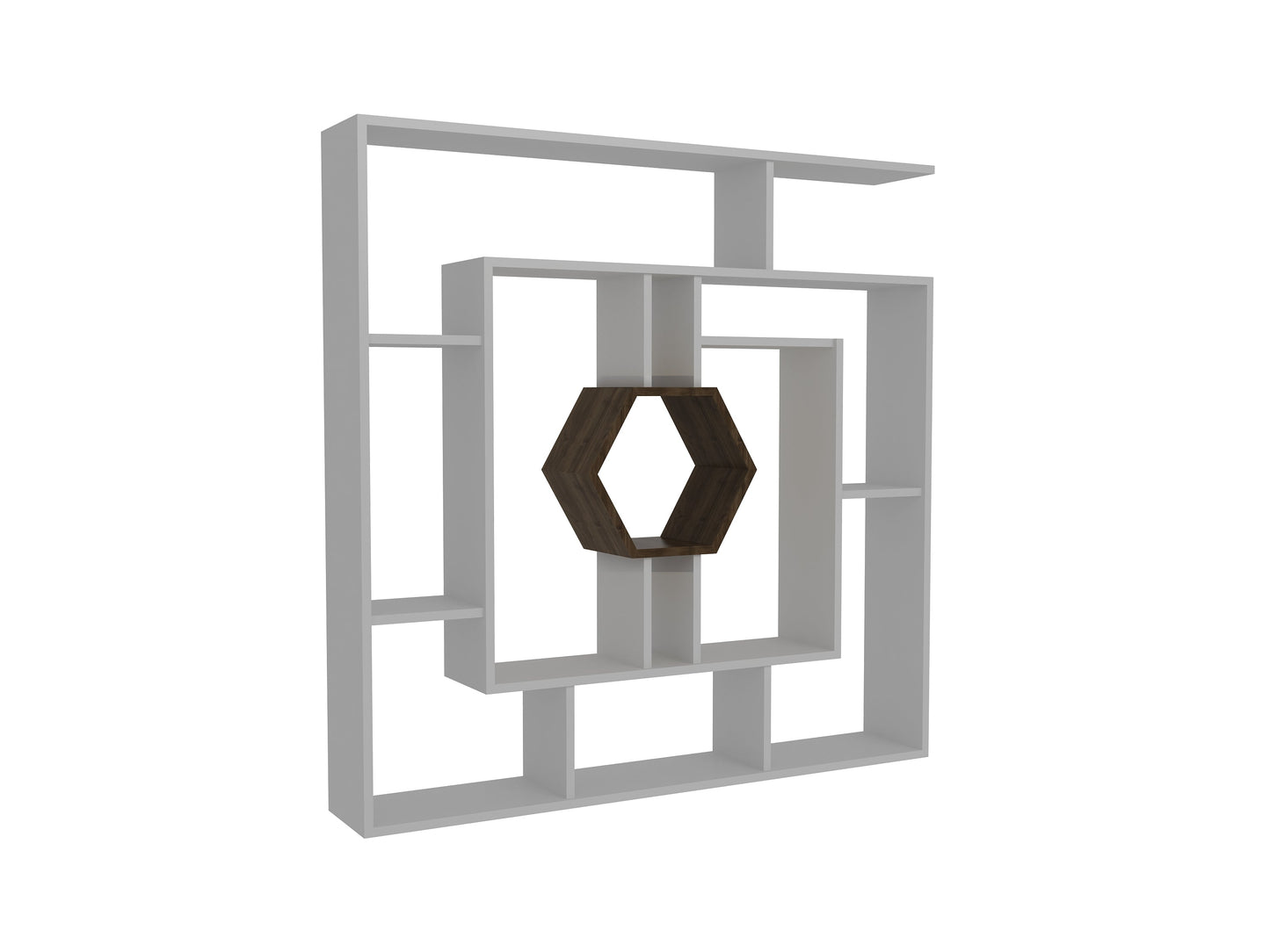 Labrina Bookcase-White&Walnut by DECOROTIKA | Souqify