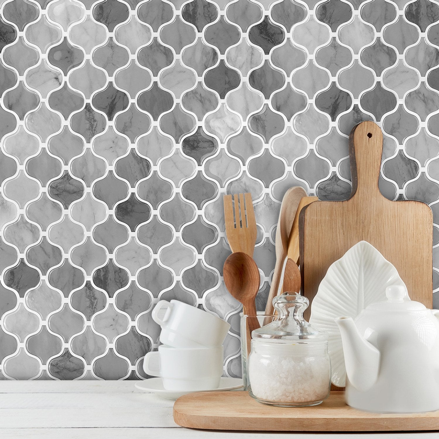 Lantern Grey Marble Vinyl Tile by Vivid Tiles | Souqify