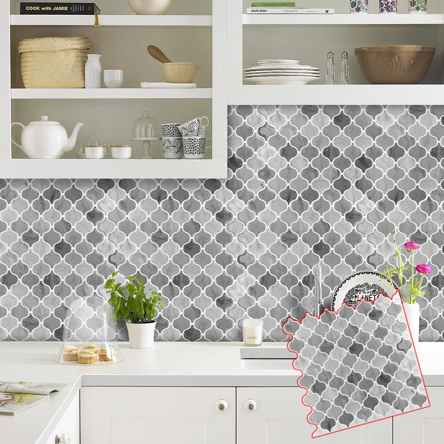 Lantern Grey Marble Vinyl Tile by Vivid Tiles | Souqify