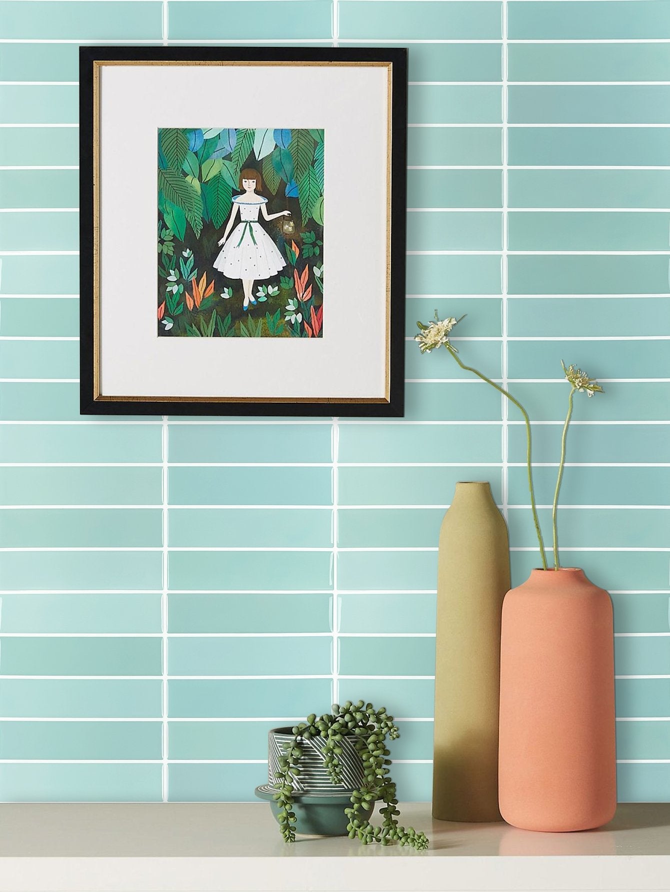 Light Green Stacked Vinyl Wall Tile T80559 by Vivid Tiles | Souqify