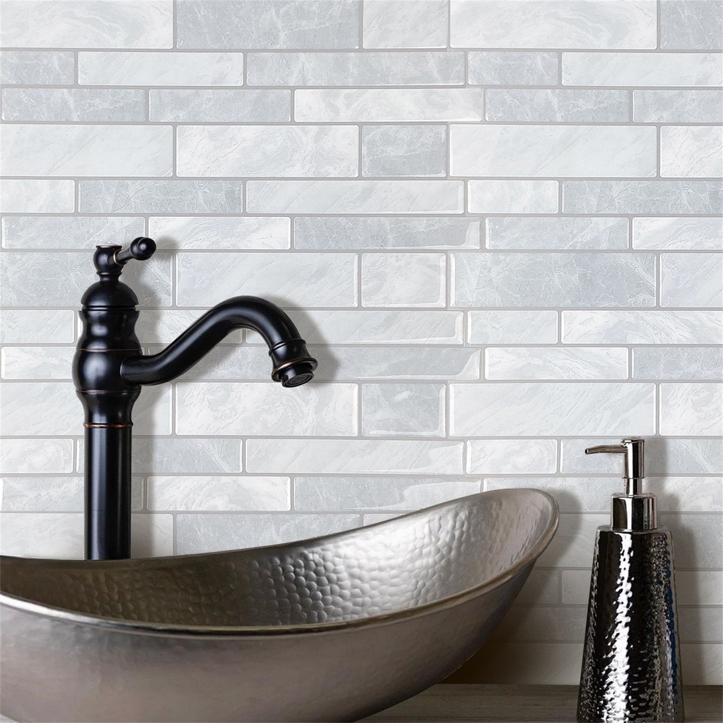 Light Green Stone Strip Vinyl Tile MT1031 by Vivid Tiles | Souqify