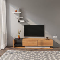 Liza TV Unit-Black-White-Teak by DECOROTIKA | Souqify