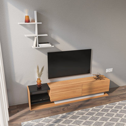 Liza TV Unit-Black-White-Teak by DECOROTIKA | Souqify