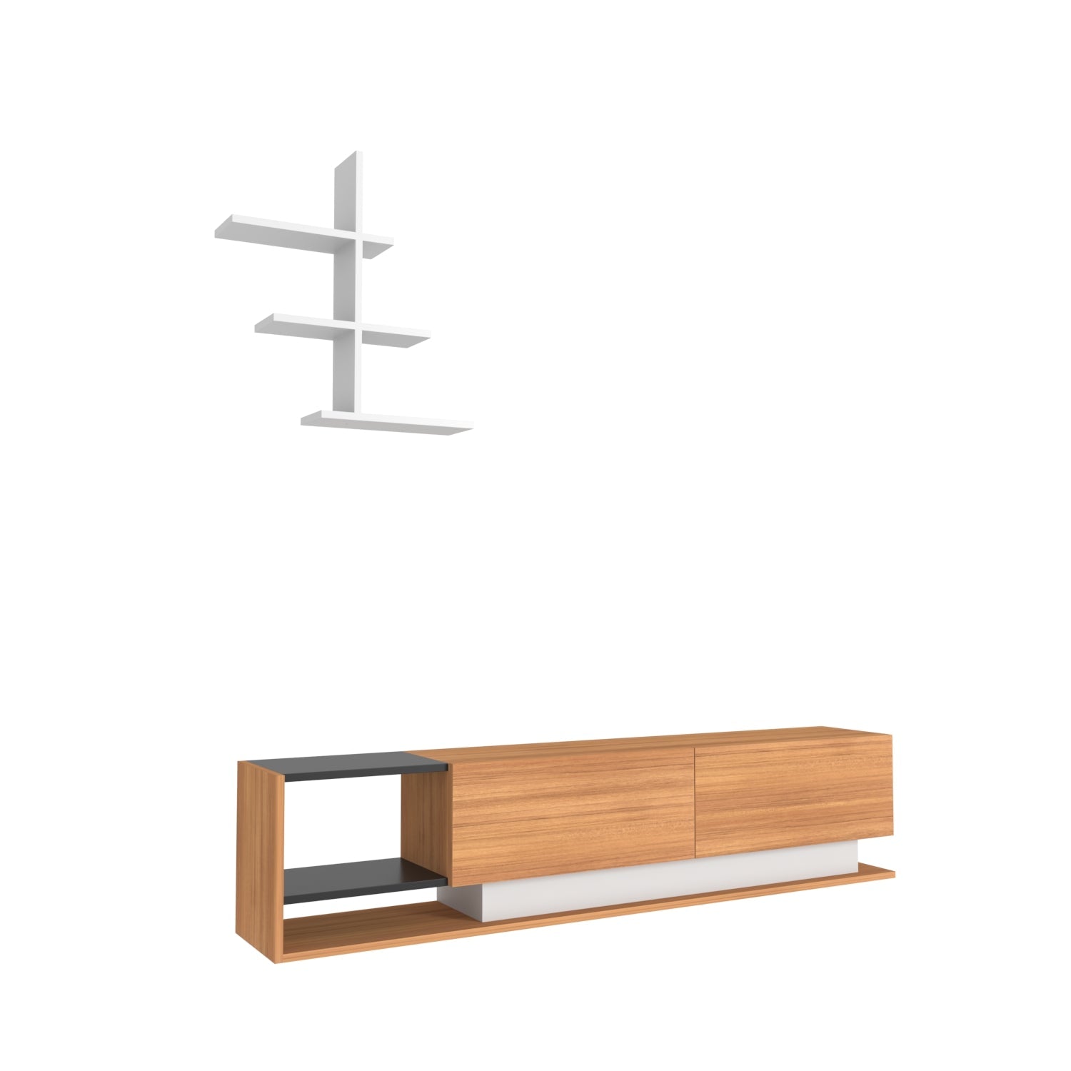 Liza TV Unit-Black-White-Teak by DECOROTIKA | Souqify