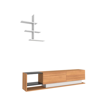 Liza TV Unit-Black-White-Teak by DECOROTIKA | Souqify