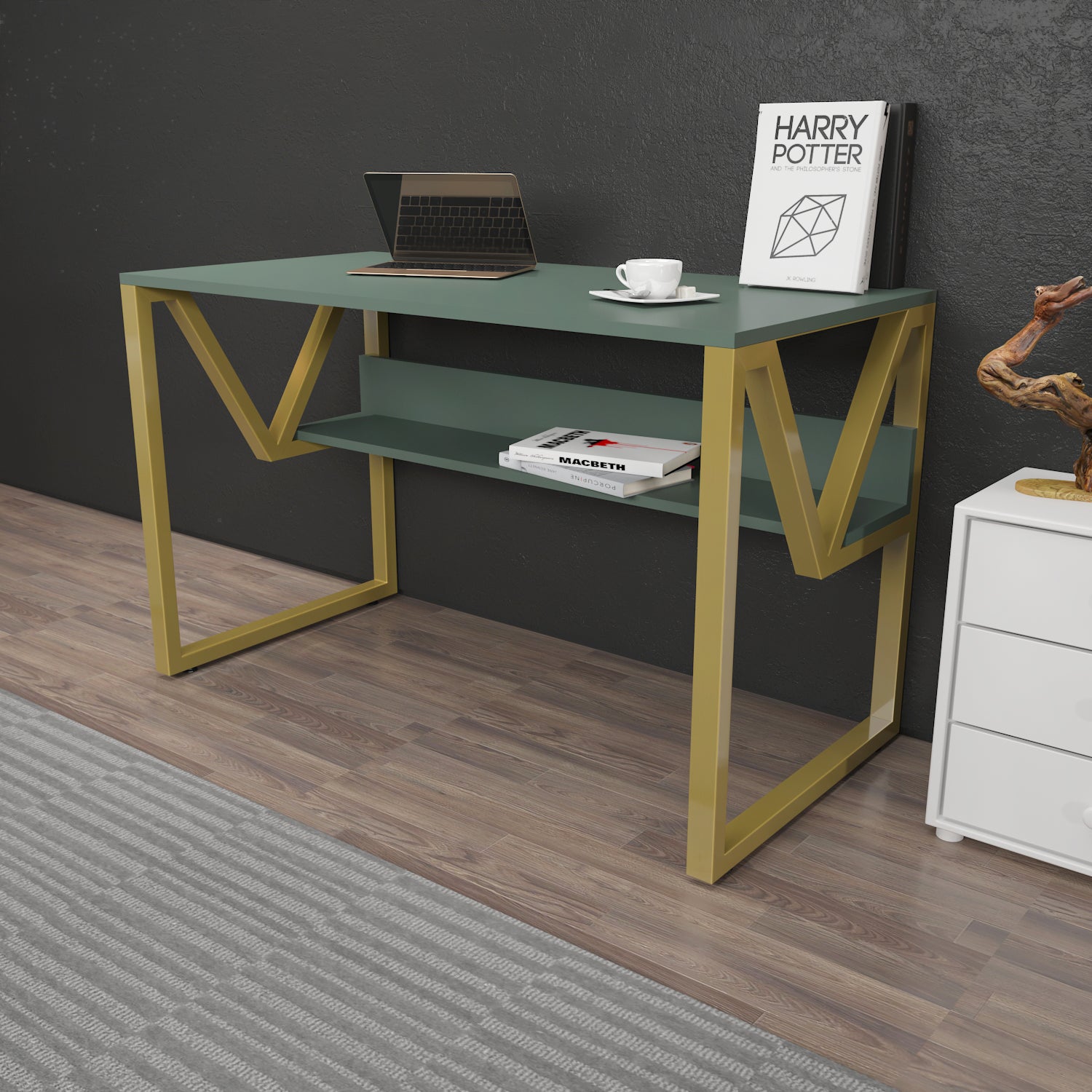 Lona Çal??ma Masas? Silva Gold Metal by DECOROTIKA | Souqify