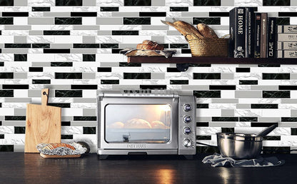 Long Strip Black and White Marble Tile T80045 by Vivid Tiles | Souqify