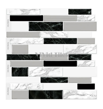 Long Strip Black and White Marble Tile T80045 by Vivid Tiles | Souqify