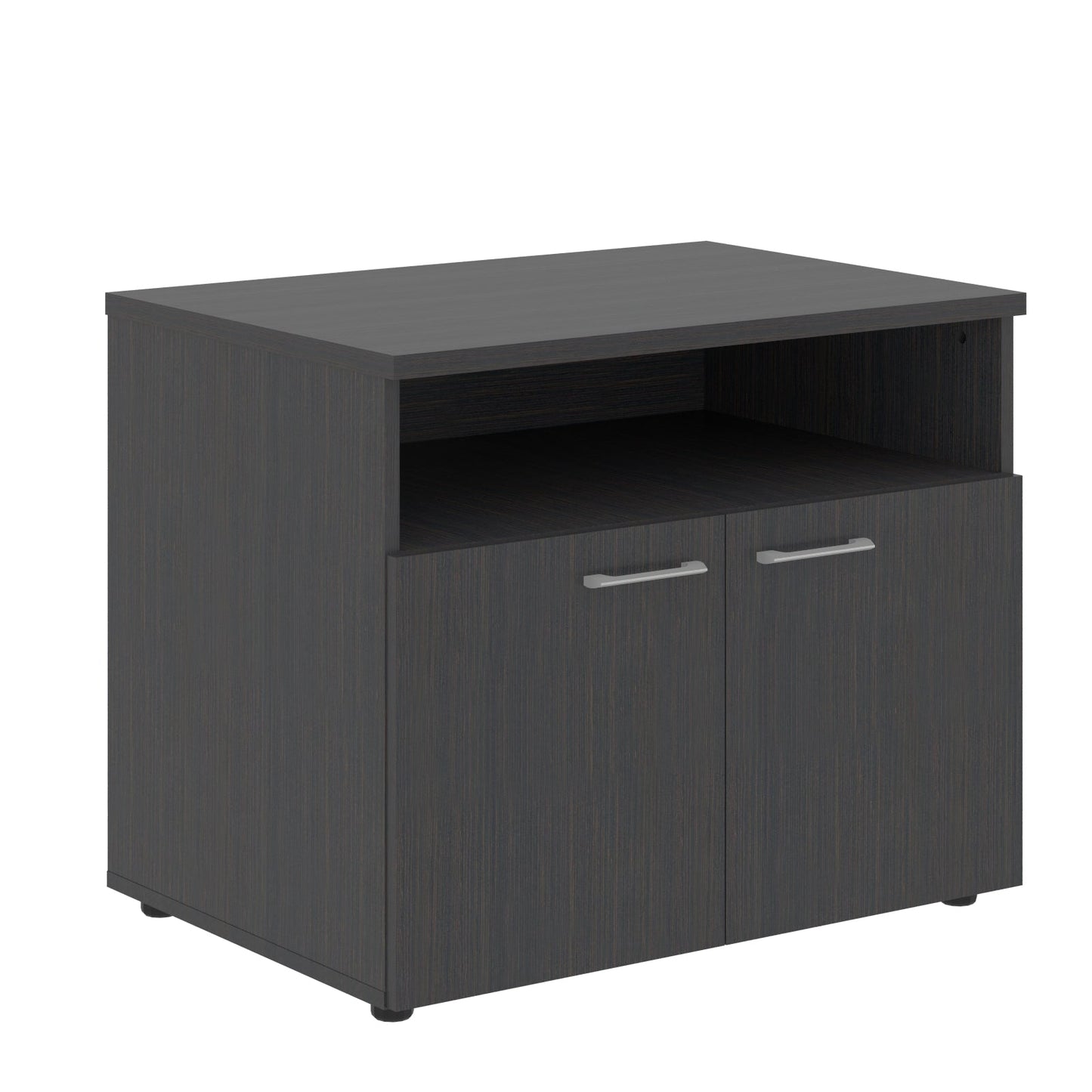 LOW HEIGHT CABINET, MADE IN E1 LAMINATE CHIPBOARD, WITH OPEN SHELF AND WOODEN SWING DOORS by Treejar | Souqify