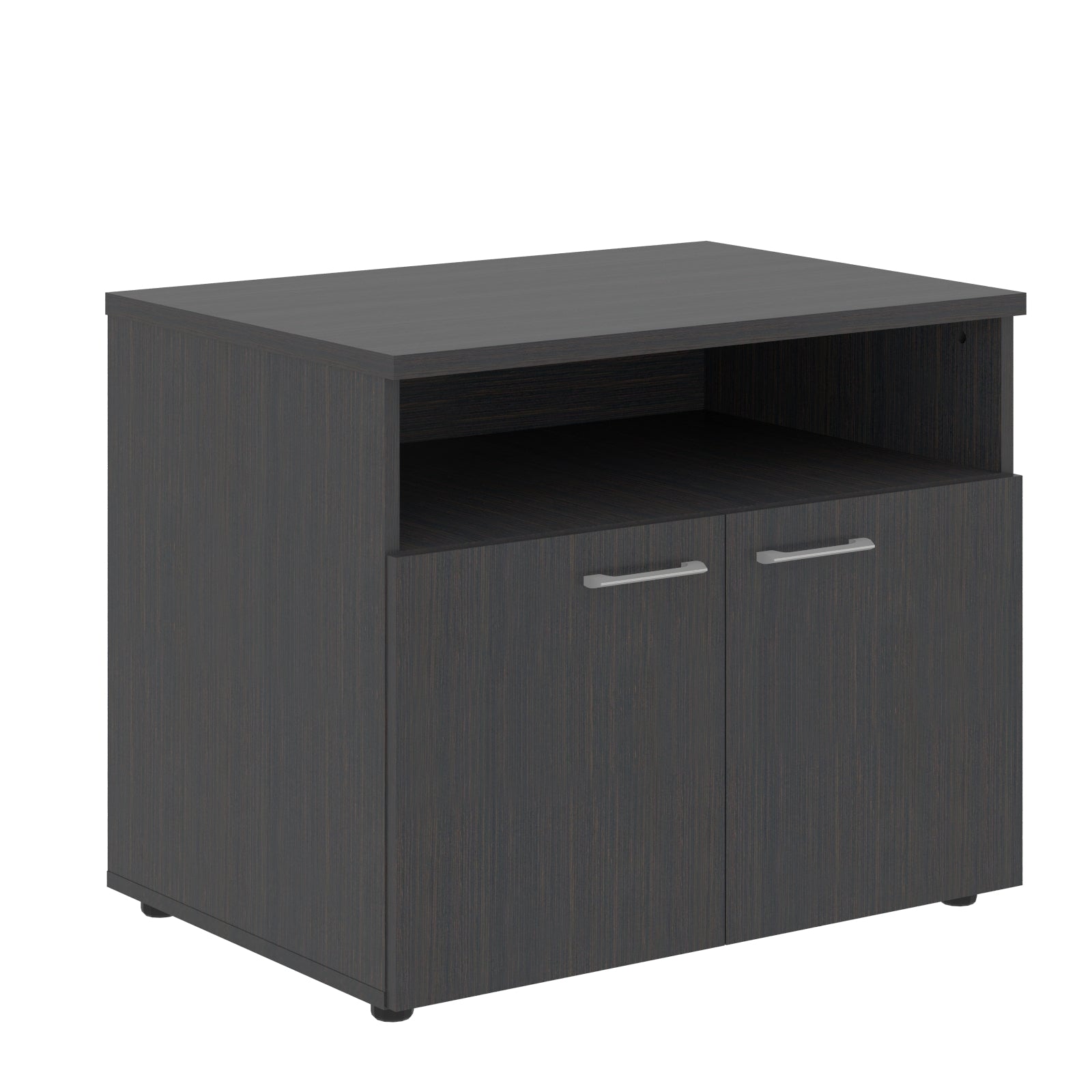 LOW HEIGHT CABINET, MADE IN E1 LAMINATE CHIPBOARD, WITH OPEN SHELF AND WOODEN SWING DOORS by Treejar | Souqify