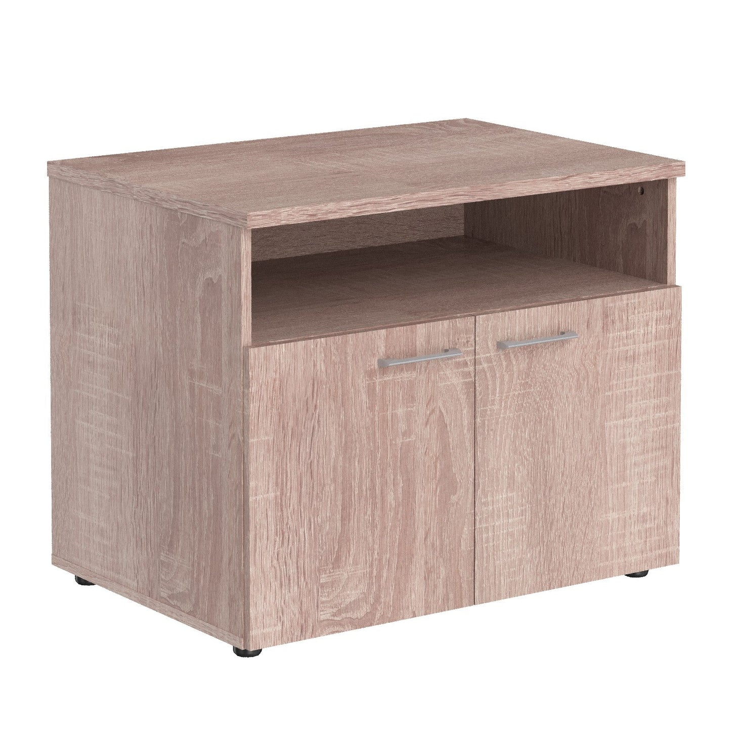 LOW HEIGHT CABINET, MADE IN E1 LAMINATE CHIPBOARD, WITH OPEN SHELF AND WOODEN SWING DOORS by Treejar | Souqify