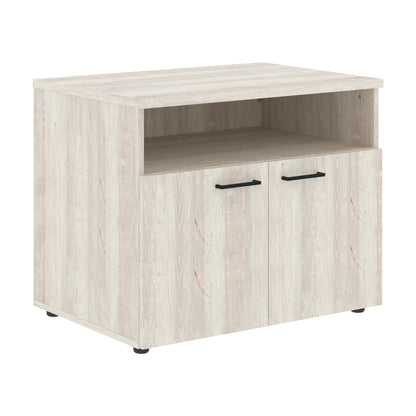 LOW HEIGHT CABINET, MADE IN E1 LAMINATE CHIPBOARD, WITH OPEN SHELF AND WOODEN SWING DOORS by Treejar | Souqify