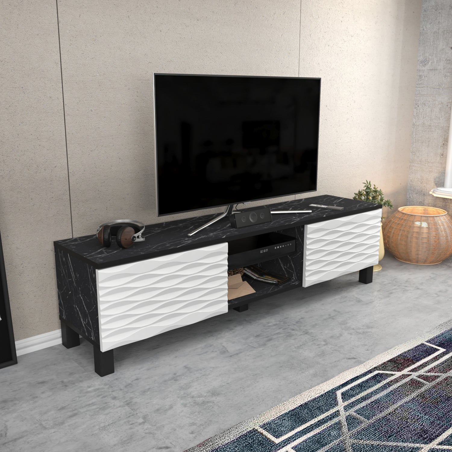 LUKAS TV Unit BENDIRE White by DECOROTIKA | Souqify