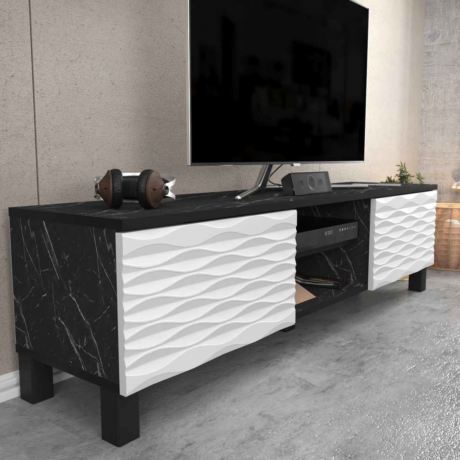 LUKAS TV Unit BENDIRE White by DECOROTIKA | Souqify