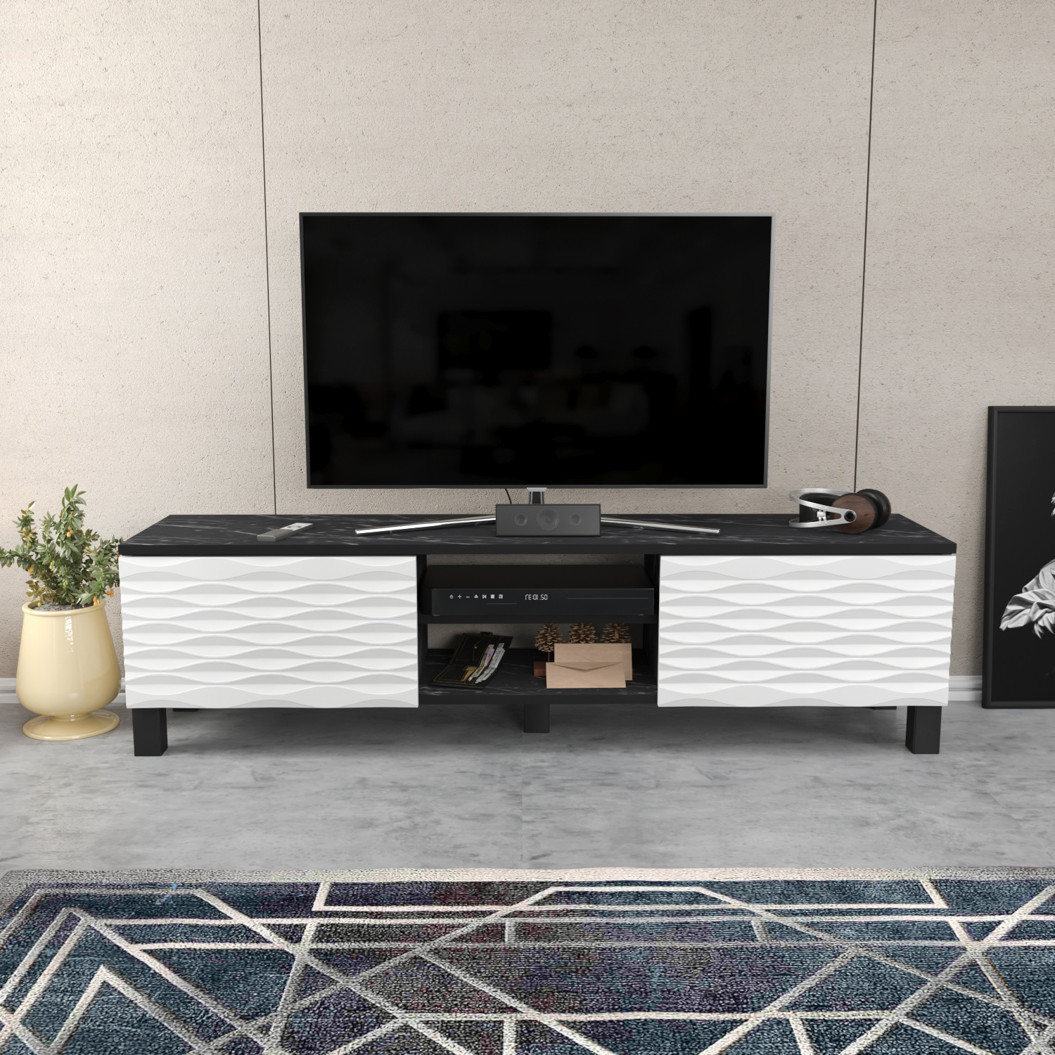 LUKAS TV Unit BENDIRE White by DECOROTIKA | Souqify