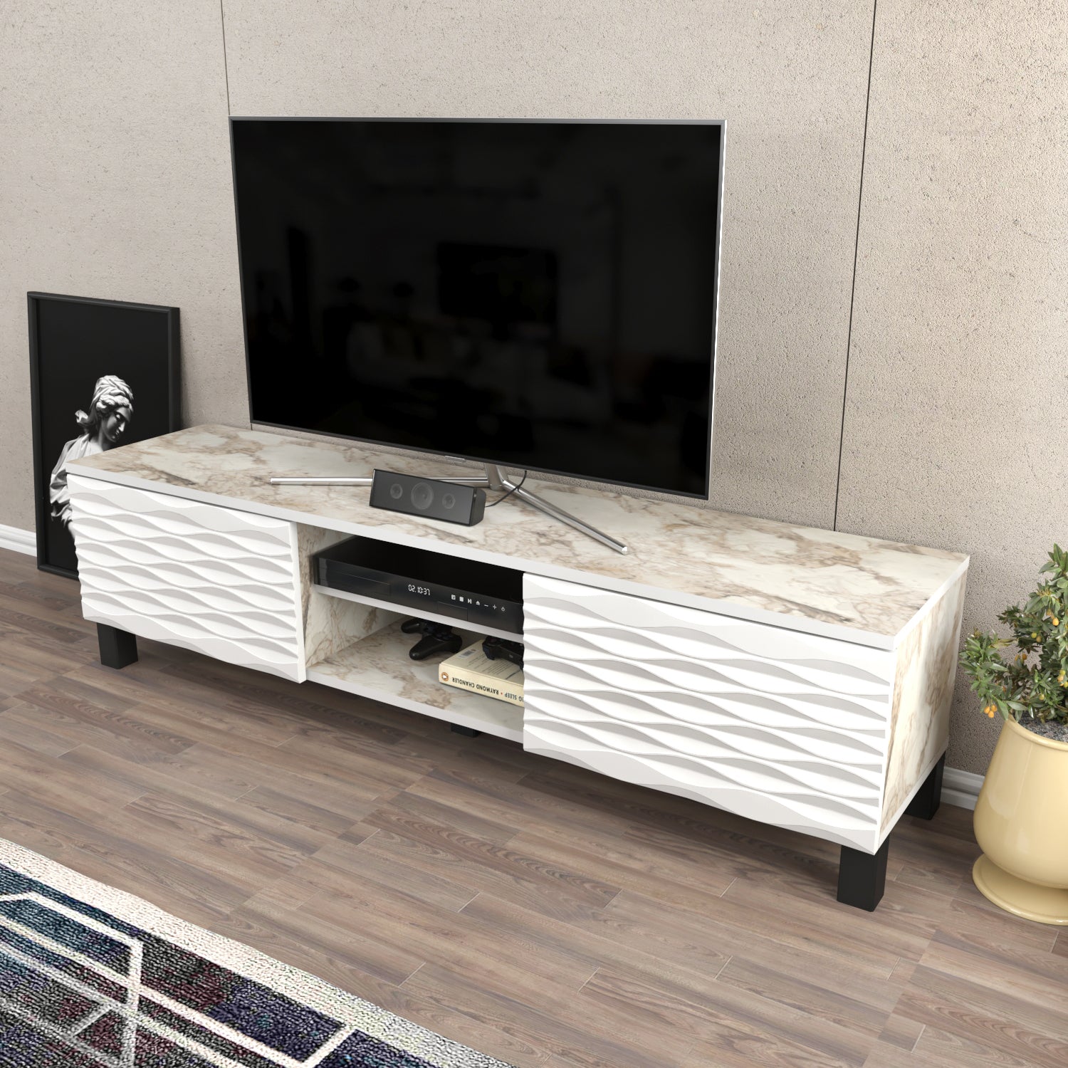 LUKAS TV Unit EPHESUS White by DECOROTIKA | Souqify
