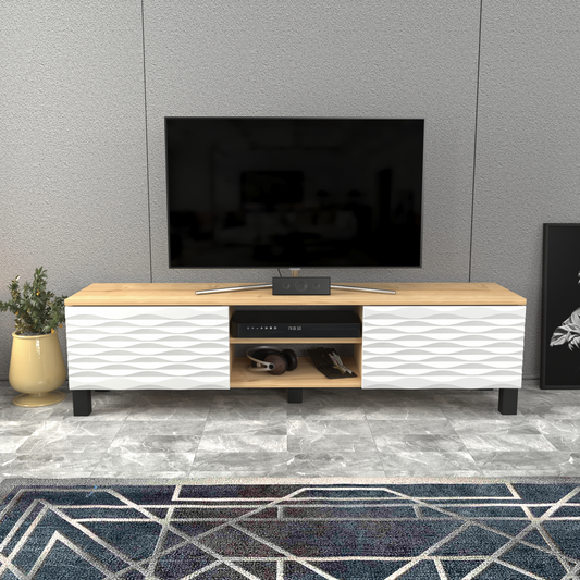 LUKAS TV Unit SAPPHIRE OAK White by DECOROTIKA | Souqify