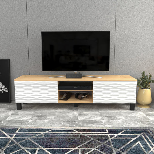 LUKAS TV Unit SAPPHIRE OAK White by DECOROTIKA | Souqify
