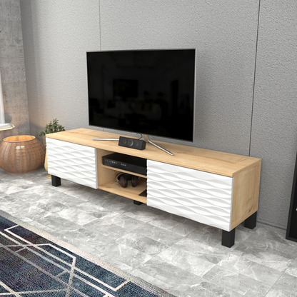 LUKAS TV Unit SAPPHIRE OAK White by DECOROTIKA | Souqify