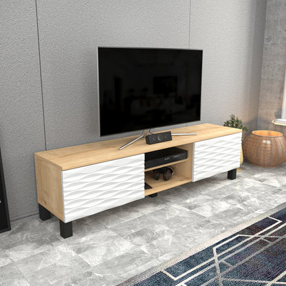 LUKAS TV Unit SAPPHIRE OAK White by DECOROTIKA | Souqify