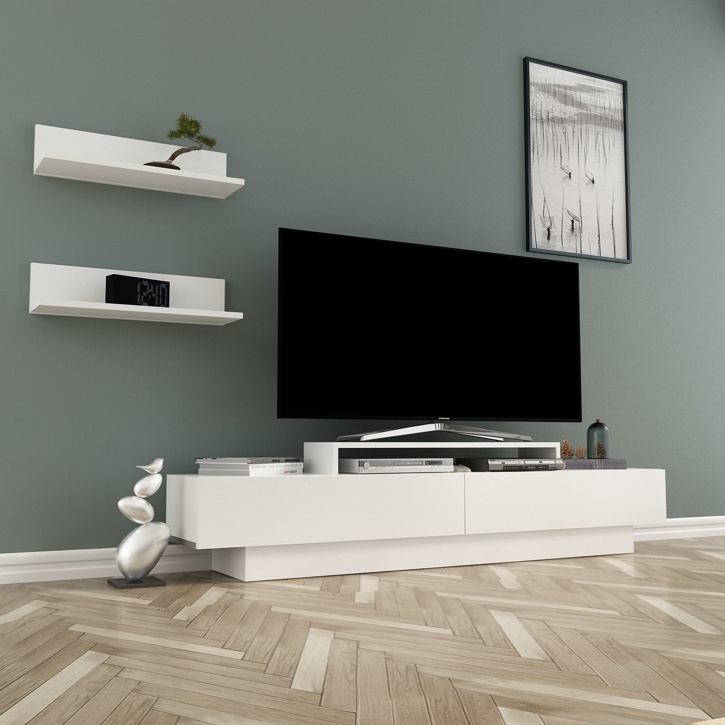 Lusi TV Unit-White&White by DECOROTIKA | Souqify