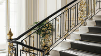 Luxurious Gold-Accented Wrought Iron Stair Railing by MANSIO | Souqify